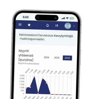 Laskutusjärjestelmä mobiilinäkymässä